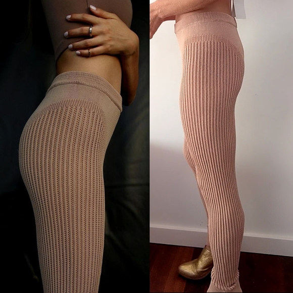 NWT Ruve Shop SET knit futuristic natural almond tan pant set XS - Picture 6 of 9